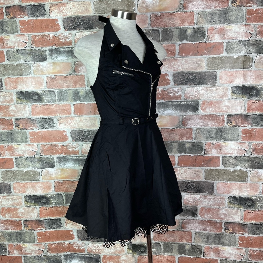 Royal Bones by Tripp NYC Biker Moto Zipper Black Dress - Picture 2 of 7